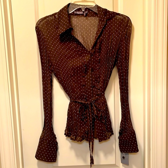 Apt. 9 Tops - Sheer brown polkadot blouse with camisole. Size small.